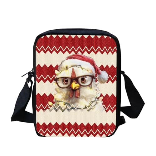 Kuiaobaty Damen Crossbody Messenger Bag - Kleine Umhängetasche für Teenager oder Mädchen, Xmas Chicken Kuiaobaty Damen Crossbody Messenger Bag - Kleine Umhängetasche für Teenager oder Mädchen, Xmas Chicken von Kuiaobaty