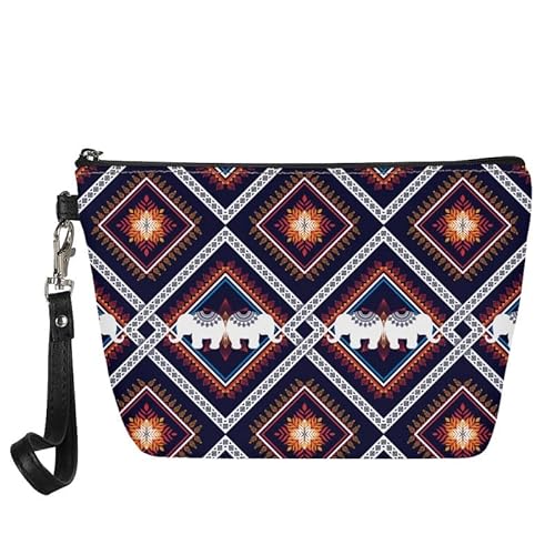 Kuiaobaty Damen-Einkaufstasche mit niedlichem Pandas, kleine Clutch, PU-Leder, Reißverschluss, Kosmetiktasche für Lippenstift, Sonnenbrille, Make-up, Organizer, Boho Mandala Elefant, Taschen-Organizer von Kuiaobaty