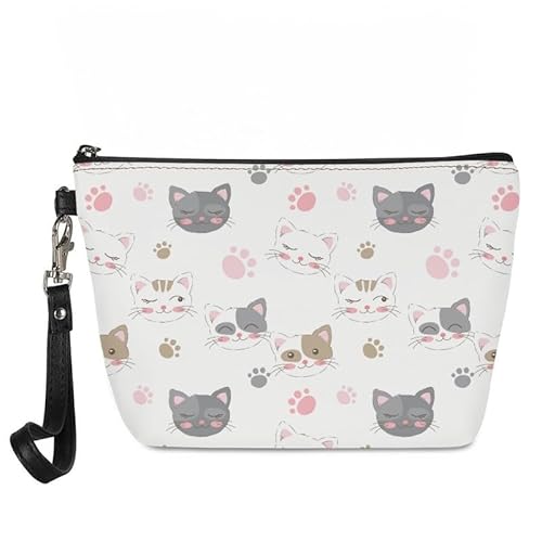 Kuiaobaty Damen-Einkaufstasche mit niedlichem Pandas, kleine Clutch, PU-Leder, Reißverschluss, Kosmetiktasche für Lippenstift, Sonnenbrille, Make-up, Organizer, Katzendesign, Taschen-Organizer von Kuiaobaty