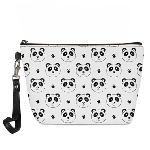 Kuiaobaty Damen-Einkaufstasche mit niedlichem Pandas, kleine Clutch, PU-Leder, Reißverschluss, Kosmetiktasche für Lippenstift, Sonnenbrille, Make-up, Organizer, PANDAS, Taschen-Organizer von Kuiaobaty