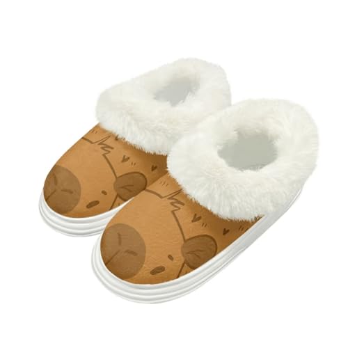 Kuiaobaty Damen Flauschige Scuff Slipper Memory Foam Cartoon Panda Katze Hausschuhe für Zuhause Indoor/Outdoor Sohle Xmas Geschenke, Cartoon Capybara, 37/37.5 EU von Kuiaobaty