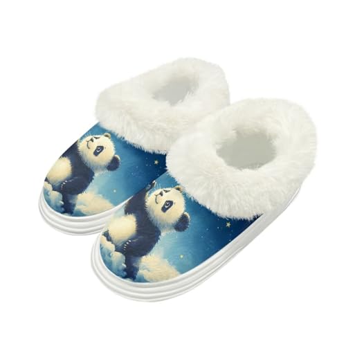 Kuiaobaty Damen Flauschige Scuff Slipper Memory Foam Cartoon Panda Katze Hausschuhe für Zuhause Indoor/Outdoor Sohle Xmas Geschenke, Sternen-Panda, 40.5/41 EU von Kuiaobaty