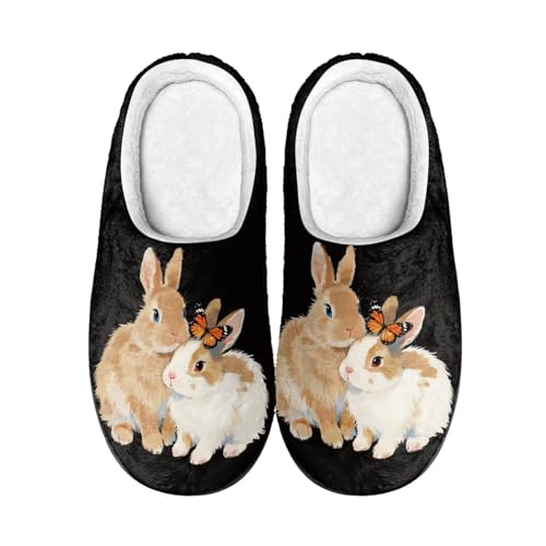 Kuiaobaty Damen Gemütliche Memory Foam Hausschuhe Zebra Streifen Damen Winter Haus Schuhe Scuff Slippers Indoor und Outdoor, Hase, Hase, 43.5/44 EU von Kuiaobaty