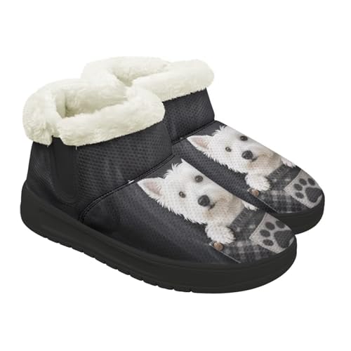 Kuiaobaty Damen-Hausschuhe, Hausschuhe, Katzen- und Hunde-Hausschuhe, mit Kunstfell gefüttert, Winterstiefeletten für drinnen und draußen, Kuiaobaty Hundeschuhe mit Jeans-Tasche, für Damen, mit von Kuiaobaty