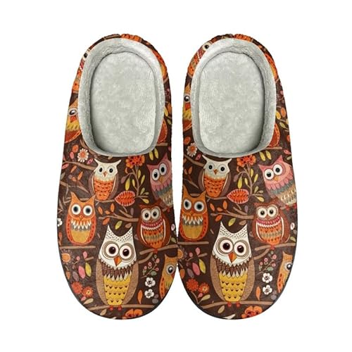 Kuiaobaty Damen Hausschuhe mit Memory Foam, Musical, Regenbogen, Totenköpfe Print Winter Hausschuhe Indoor & Outdoor Slide Schuhe, Eulen auf Ast, 42/42.5 EU von Kuiaobaty