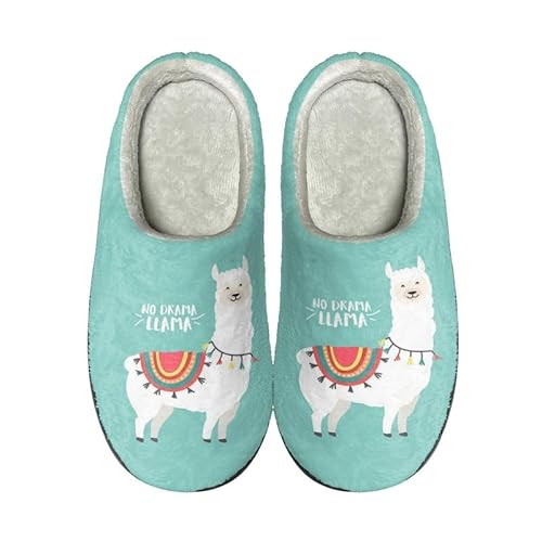 Kuiaobaty Damen Hausschuhe mit Memory Foam, Musical, Regenbogen, Totenköpfe Print Winter Hausschuhe Indoor & Outdoor Slide Schuhe, Niedliches Alpaka, 39.5/40 EU von Kuiaobaty