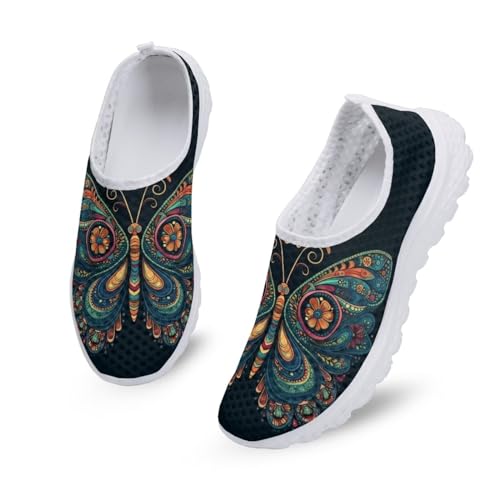 Kuiaobaty Damen Herren Mesh Sneaker Atmungsaktive Schlupfschuhe Totenköpfe Eulen Tiger Print Athletic Walking Sneaker mit Memory-Schaum, Folk Art Schmetterling, 42.5 EU Kuiaobaty Damen Herren Mesh Sneaker Atmungsaktive Schlupfschuhe Totenköpfe Eulen Tiger Print Athletic Walking Sneaker mit Memory-Schaum, Folk Art Schmetterling, 42.5 EU von Kuiaobaty