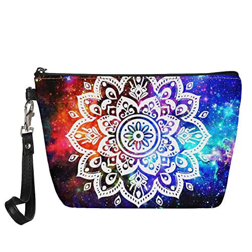 Kuiaobaty Damen-Kosmetiktasche, Reise-Make-up-Tasche, Organizer, Leder, Kosmetiktasche für Geldbörse, Kosmetiktasche, Galaxie-Mandala-Druck, Taschen-Organizer von Kuiaobaty