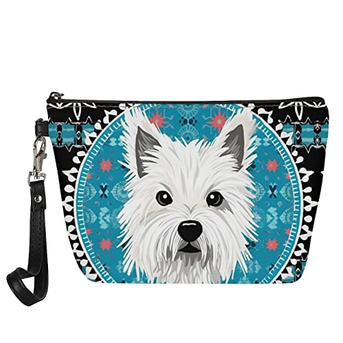 Kuiaobaty Damen-Kosmetiktasche, Reise-Make-up-Tasche, Organizer, Leder, Kosmetiktasche für Geldbörse, Kosmetiktasche, West Highland White Terrier, Taschen-Organizer von Kuiaobaty