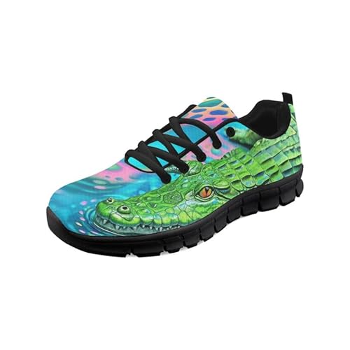 Kuiaobaty Damen-Laufschuhe, Freizeitschuhe, Tierstruktur, Pilzdruck, atmungsaktiv, Netzstoff, Turnschuhe, Turnschuhe, rutschfest,, Grün (Green Crocodile), 45 EU von Kuiaobaty