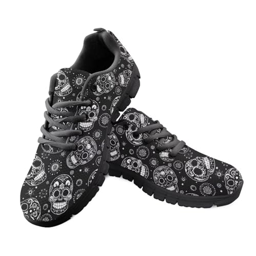 Kuiaobaty Damen-Laufschuhe, Freizeitschuhe, Tierstruktur, Pilzdruck, atmungsaktiv, Netzstoff, Turnschuhe, Turnschuhe, rutschfest,, Mexican Folk Skull Black, 43.5 EU Kuiaobaty Damen-Laufschuhe, Freizeitschuhe, Tierstruktur, Pilzdruck, atmungsaktiv, Netzstoff, Turnschuhe, Turnschuhe, rutschfest,, Mexican Folk Skull Black, 43.5 EU von Kuiaobaty