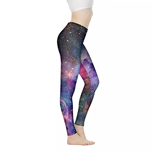 Kuiaobaty Damen-Leggings mit hoher Taille, Stretch-Workout-Hose, Alpaka, Koalas, Van Gogh Kunst, Hawaii-Inselmuster, Laufhose, Bauchkontrolle, Galaxy, 33W von Kuiaobaty