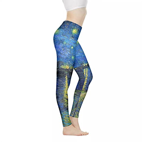 Kuiaobaty Damen-Leggings mit hoher Taille, Stretch-Workout-Hose, Alpaka, Koalas, Van Gogh Kunst, Hawaii-Inselmuster, Laufhose, Bauchkontrolle, Sternennacht, 29W von Kuiaobaty