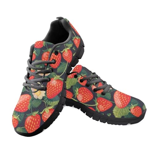 Kuiaobaty Modische Damen-Sneaker für die Arbeit, langes Stehen, bequeme Sportschuhe für Herren, Cartoon Strawberry, 39 EU von Kuiaobaty