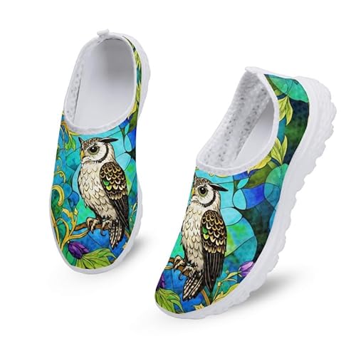 Kuiaobaty Damen-Schlupfschuhe, Netzstoff, flache Schuhe, Boho-Streifen, Cartoon, Katze, Wolf, Blume, Wanderschuhe, leichte Freizeitschuhe, Baumeule, 41.5 EU Kuiaobaty Damen-Schlupfschuhe, Netzstoff, flache Schuhe, Boho-Streifen, Cartoon, Katze, Wolf, Blume, Wanderschuhe, leichte Freizeitschuhe, Baumeule, 41.5 EU von Kuiaobaty