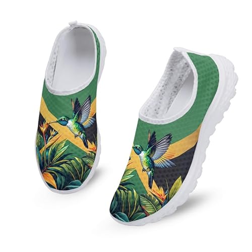Kuiaobaty Damen-Schlupfschuhe, Netzstoff, flache Schuhe, Boho-Streifen, Cartoon, Katze, Wolf, Blume, Wanderschuhe, leichte Freizeitschuhe, Jamaika Kolibri, 41.5 EU Kuiaobaty Damen-Schlupfschuhe, Netzstoff, flache Schuhe, Boho-Streifen, Cartoon, Katze, Wolf, Blume, Wanderschuhe, leichte Freizeitschuhe, Jamaika Kolibri, 41.5 EU von Kuiaobaty