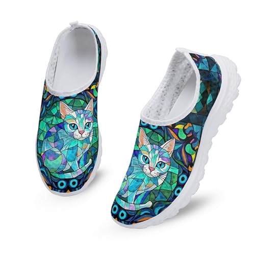 Kuiaobaty Damen Slip On Laufschuhe Atmungsaktiv Mesh Sneaker rutschfeste Turnschuhe für Arbeit Fitness Jogging, Neon Cat, 41.5 EU Kuiaobaty Damen Slip On Laufschuhe Atmungsaktiv Mesh Sneaker rutschfeste Turnschuhe für Arbeit Fitness Jogging, Neon Cat, 41.5 EU von Kuiaobaty