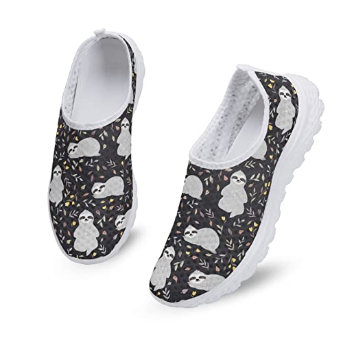 Kuiaobaty Damen Slip-on Turnschuhe Mesh Flache Schuhe Sport Sneakers Damen Laufschuhe Work Out Schuhe Atmungsaktiv, Faultier Floral, 39.5 EU von Kuiaobaty