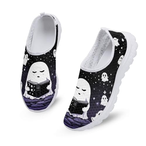 Kuiaobaty Damen-Sneaker, bequem, Sport, Laufschuhe, atmungsaktives Netzgewebe, Freizeit-Loafer, Sommerclogs, Ghost Reading, 43.5 EU von Kuiaobaty