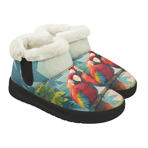 Kuiaobaty Damen Tierstiefel, Hausschuhe, Katze, Hund, weich, warm, Plateau-Hausschuhe, rutschfeste Sohlen, Papageienpaar, 36.5 EU von Kuiaobaty
