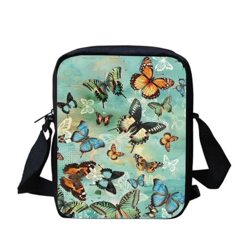 Kuiaobaty Damen-Umhängetasche, Handy, Umhängetasche mit verstellbarem Riemen, lässig, kleine Kuriertasche für Mädchen, schmetterling von Kuiaobaty