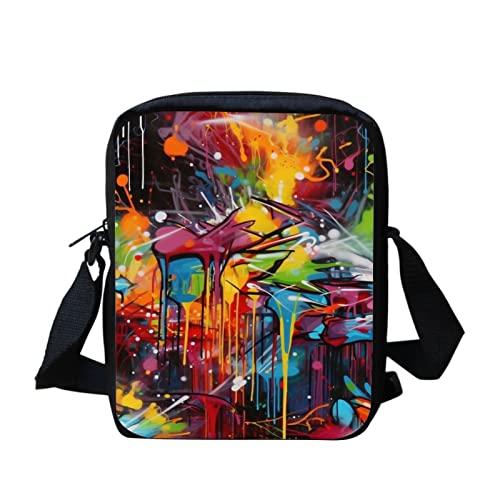 Kuiaobaty Damen-Umhängetasche, Handytasche mit verstellbarem Riemen, kleine Kuriertasche, Mädchen, lässige Schultertasche, Farb-Graffiti von Kuiaobaty