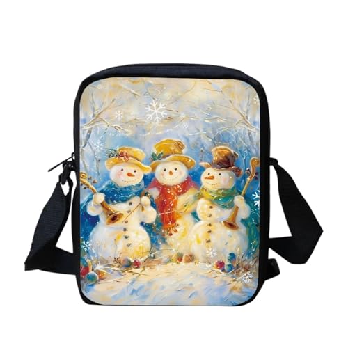 Kuiaobaty Damen-Umhängetasche, Handytasche mit verstellbarem Riemen, kleine Kuriertasche, Mädchen, lässiger Sling Satchel, Drei Schneemann von Kuiaobaty