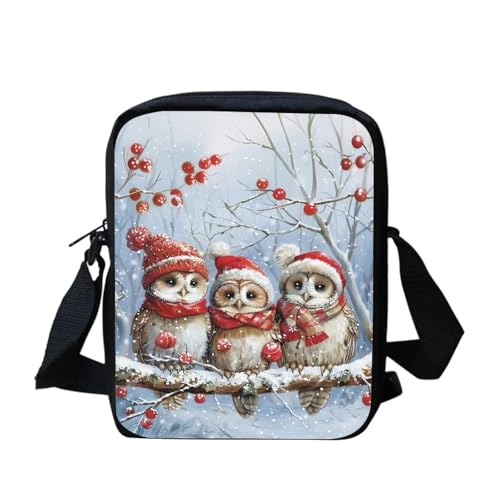 Kuiaobaty Damen-Umhängetasche, Handytasche mit verstellbarem Riemen, kleine Kuriertasche, Mädchen, lässiger Sling Satchel, Drei Waldeule von Kuiaobaty