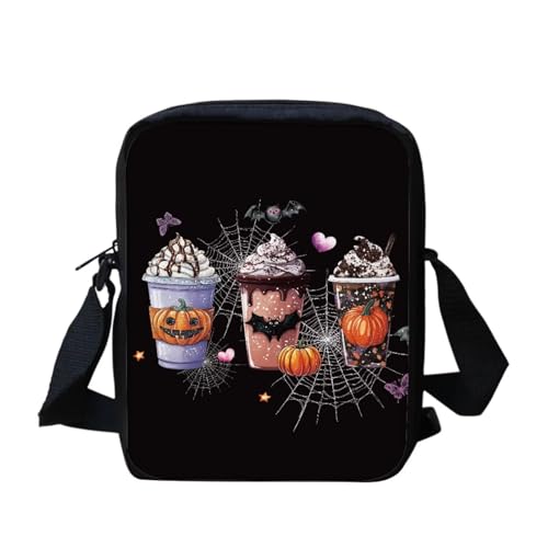 Kuiaobaty Damen-Umhängetasche, Handytasche mit verstellbarem Riemen, kleine Kuriertasche, Mädchen, lässiger Sling Satchel, Halloween Bubble Tea von Kuiaobaty