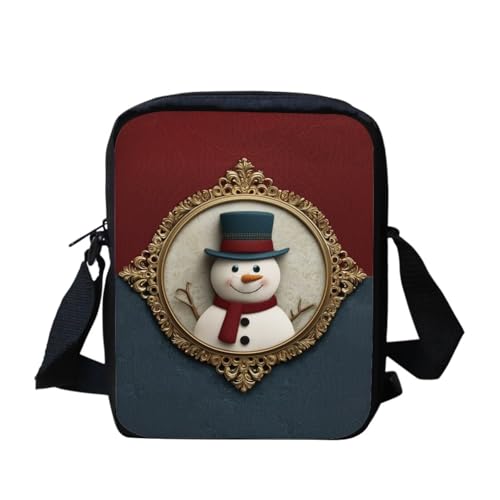 Kuiaobaty Damen-Umhängetasche, Handytasche mit verstellbarem Riemen, kleine Kuriertasche, Mädchen, lässiger Sling Satchel, Retro-Schneemann von Kuiaobaty