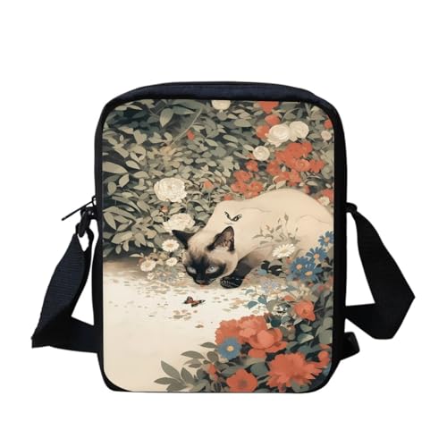 Kuiaobaty Damen-Umhängetasche, Kameratasche, Handy-Tasche mit verstellbarem breitem Riemen, ethnisch, Hunde, Kaninchen-Druck, Schultertasche mit Doppelschicht, Gartenkatze von Kuiaobaty