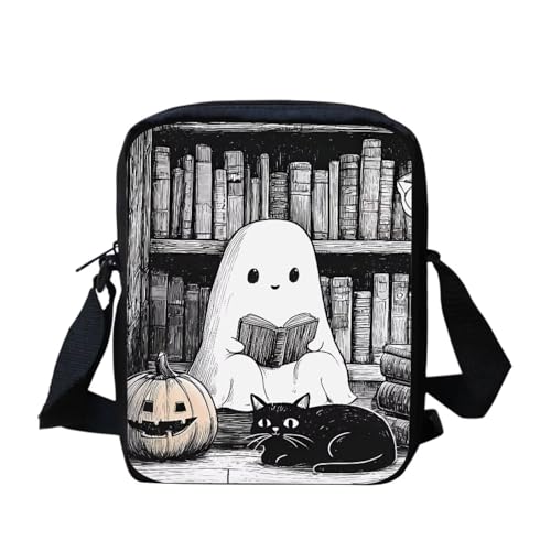 Kuiaobaty Damen-Umhängetasche, Kameratasche, Handy-Tasche mit verstellbarem breitem Riemen, ethnisch, Hunde, Kaninchen-Druck, Schultertasche mit Doppelschicht, Ghost Book Reading von Kuiaobaty