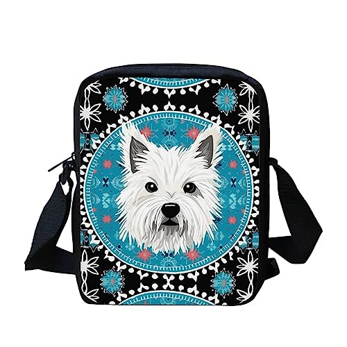 Kuiaobaty Damen-Umhängetasche, Kameratasche mit verstellbarem breitem Riemen, ethnisch, Hunde, Kaninchen-Druck, Schultertasche mit doppelter Schicht, Weißer Westie-Hund von Kuiaobaty