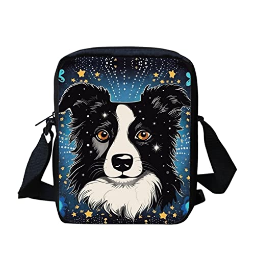 Kuiaobaty Damen-Umhängetasche, Mini-Umhängetasche, Dog Border Collie Stars, 17 x 6 x 23 cm von Kuiaobaty
