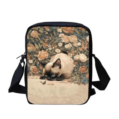 Kuiaobaty Damen-Umhängetasche, kleine Kuriertasche für Schulmädchen mit verstellbarem Riemen, kleine Umhängetasche für Damen, Spielende Gartenkatze von Kuiaobaty