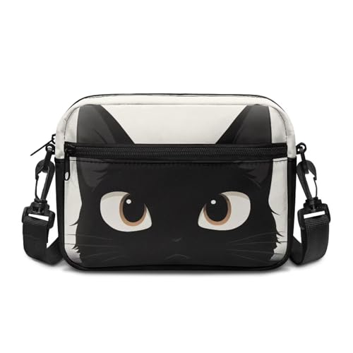 Kuiaobaty Damen-Umhängetasche, mehrere Taschen, Gothic-Rabenschädel, Crossbody-Tasche, Handy-Geldbörse, Anti-Diebstahl, schwarze katze, One Size von Kuiaobaty