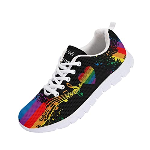 Kuiaobaty Damen-Wanderschuhe, Katzen, Hunde, leichte Laufschuhe, Fractal-Kunst-Sneaker, Komfort-Trainer für Tennis, Lgbt Pride Rainbow, 39.5 EU von Kuiaobaty