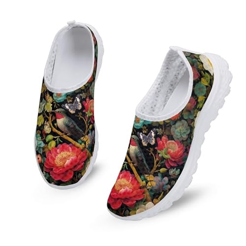 Kuiaobaty Damen-Wanderschuhe, Schlupfschuhe, Totenkopf, Schmetterling, Katzen-Druck, Mädchen, Sneaker, bequem, leicht, Sneaker, Netz-Arbeitsschuhe, Kolibri-Blume, 40.5 EU von Kuiaobaty