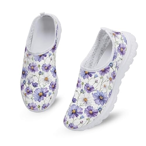Kuiaobaty Damen-Wanderschuhe, Schlupfschuhe, Totenkopf, Schmetterling, Katzen-Druck, Mädchen, Sneaker, bequem, leicht, Sneaker, Netz-Arbeitsschuhe, Purple Aster, 40.5 EU von Kuiaobaty
