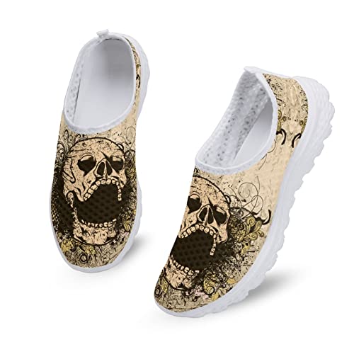 Kuiaobaty Damen-Wanderschuhe, Slip-On, Totenkopf, Schmetterling, Katzen, bedruckt, bequem, leicht, Sneaker, Netzstoff, Arbeitsschuhe, Totenkopf Graffiti, 39 EU von Kuiaobaty