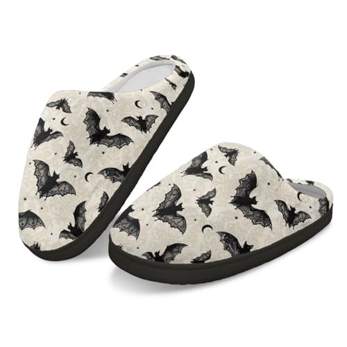 Kuiaobaty Damen Warme Hausschuhe Schwarz Fledermäuse Memory Foam Weich Fuzzy Home Scuff Hausschuhe Halbmond Fledermaus Druck Haus Schuhe mit Gummisohle Kuiaobaty Damen Warme Hausschuhe Schwarz Fledermäuse Memory Foam Weich Fuzzy Home Scuff Hausschuhe Halbmond Fledermaus Druck Haus Schuhe mit Gummisohle von Kuiaobaty