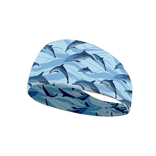 Kuiaobaty Delphin Print Stirnbänder & Kopfwickel für Mädchen & Frauen Haarbänder für Make-up Reinigung Gesicht Haarschmuck Blau von Kuiaobaty
