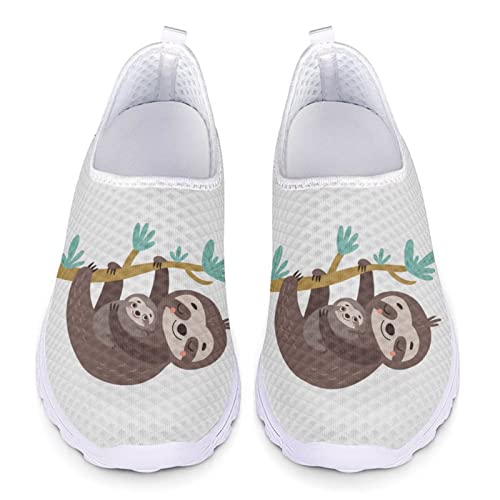 Kuiaobaty Faultier Baby Damen Sneaker Comfort Slip-on Schuhe Weiß Mesh Lässig Flache Sneaker für Sommertiere Loafer von Kuiaobaty