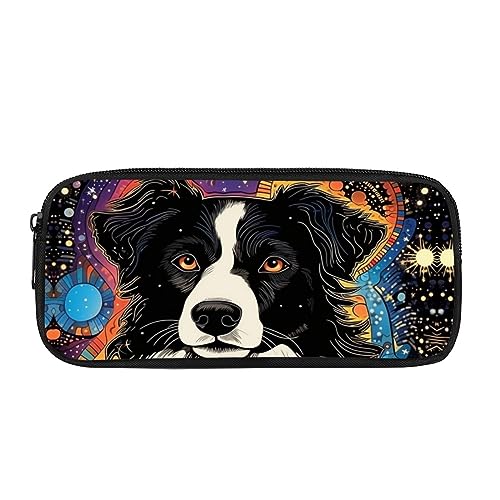 Kuiaobaty Federmäppchen Faultier Meerschweinchen Wolf Galaxie Schmetterling Gedruckt Bleistift Tasche Grundschule Studenten Durable Schreibwaren Tasche, Border Collie Hund, Schulranzen von Kuiaobaty