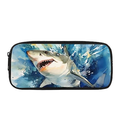 Kuiaobaty Federmäppchen Faultier Meerschweinchen Wolf Galaxie Schmetterling Gedruckt Bleistift Tasche Grundschule Studenten Durable Schreibwaren Tasche, Sea Shark, Schulranzen von Kuiaobaty