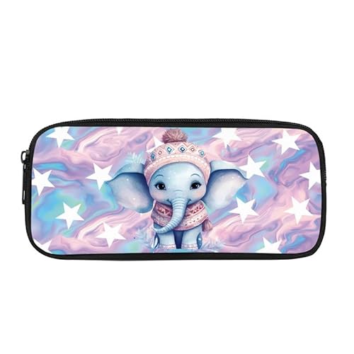 Kuiaobaty Federmäppchen für Kinder, Schulbedarf, Aufbewahrungstasche, Teenager, niedliches Federmäppchen, Mädchen, Jungen, große Stiftetasche, Elefant Starry, Schulranzen von Kuiaobaty