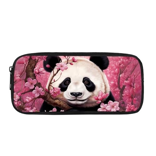 Kuiaobaty Federmäppchen für Kinder, Schulbedarf, Aufbewahrungstasche, Teenager, niedliches Federmäppchen, Mädchen, Jungen, große Stiftetasche, Panda, rosa Blume, Schulranzen von Kuiaobaty