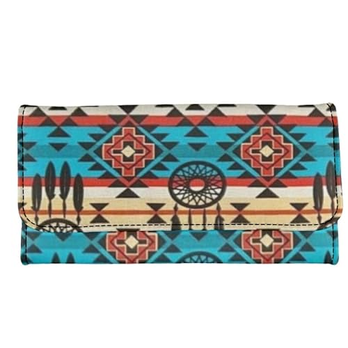 Kuiaobaty Fluid Black Small PU Leather Wallet for Women, Zipper Purse Wallet with Card Slots,Ladies Purse with Cash Pocket, Indian Tribal Traumfänger, Casual von Kuiaobaty