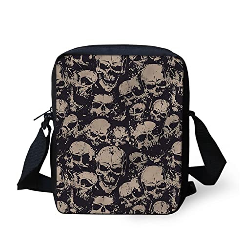 Kuiaobaty Frauen Crossbody Bag Kleine Messenger Bag für Mädchen Teenager Handytasche Frauen mit Gurt Umhängetasche, Totenköpfe Gothic von Kuiaobaty