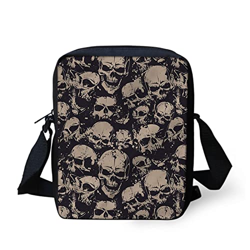 Kuiaobaty Umhängetasche für Damen, kleine Kuriertasche für Mädchen, Teenager, Handytasche, Damen, mit Riemen, Schultertasche, Totenköpfe Gothic von Kuiaobaty
